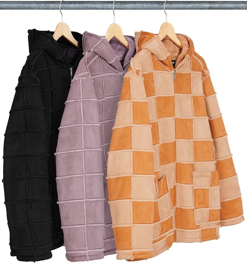Faux Suede Patchwork Hooded Jacket